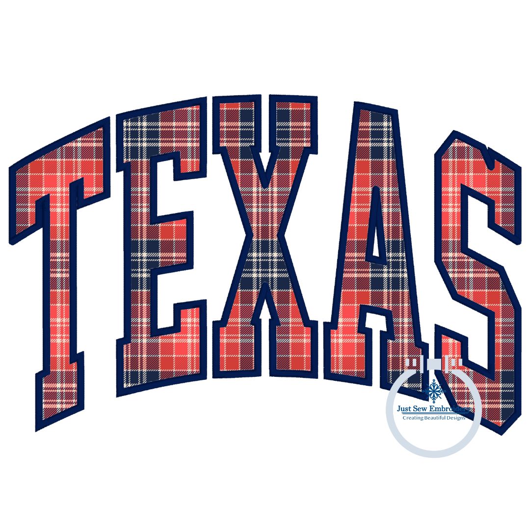 Texas Arched Applique Embroidery Satin Stitch Five Sizes 5x7, 8x8, 6x10, 7x12, and 8x12 Hoop