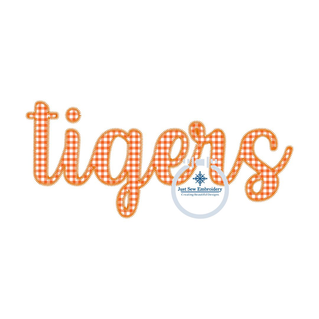Applique Embroidery TIGERS Script Zigzag Design