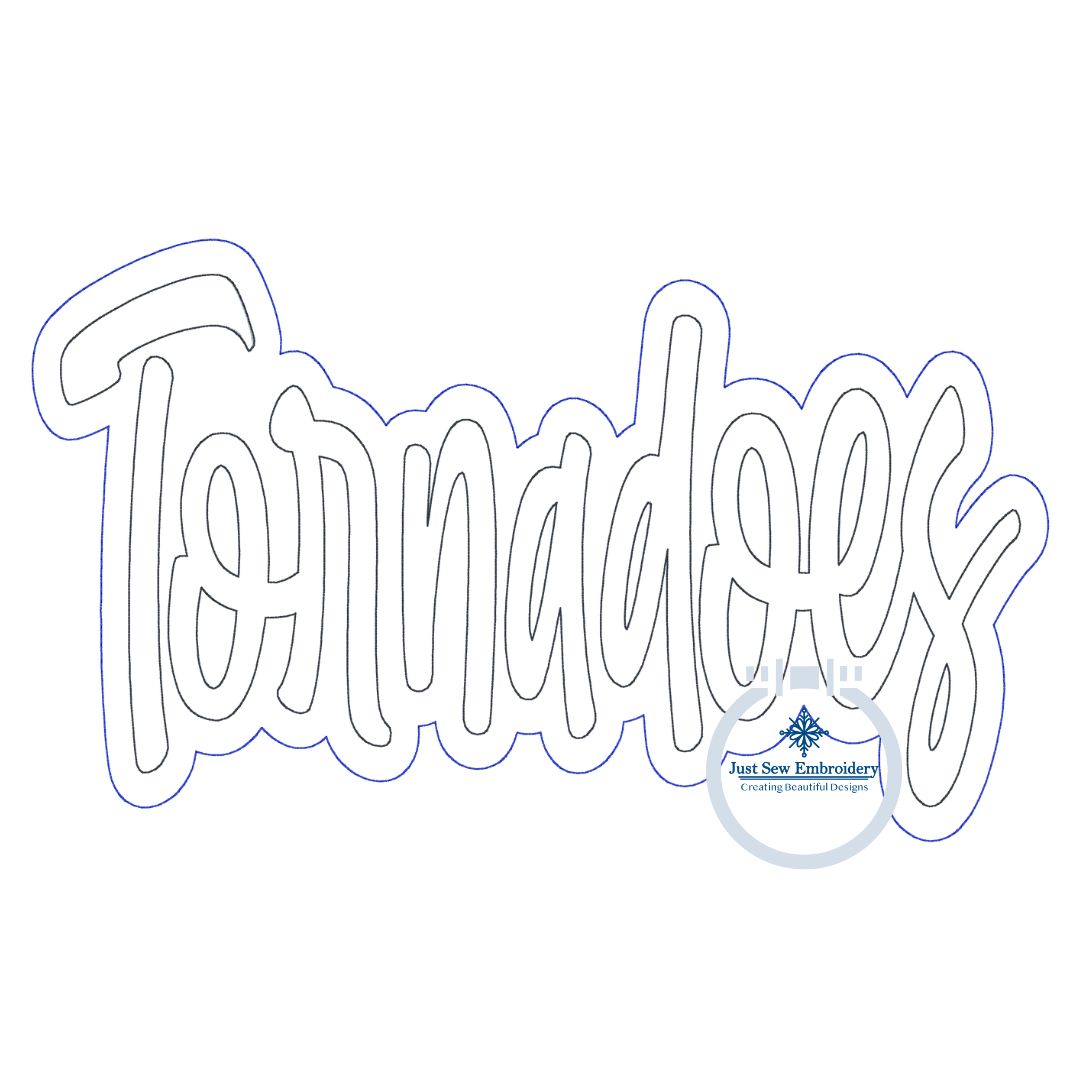 TORNADOES Applique Embroidery Two Layer Bean (Raggy) Edge Script Design Machine Embroidery Four Sizes 5x7, 8x8, 6x10, 7x12 Hoop