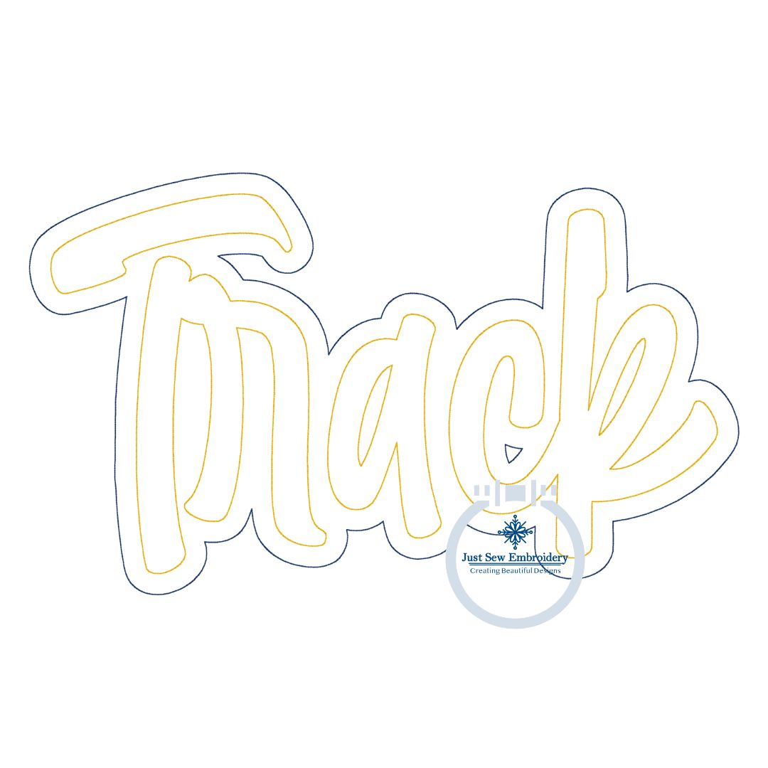 Track Double Raggy Applique Embroidery Design Bean Stitch Edge Four Sizes 5x7, 8x8, 6x10, and 7x12 Hoop