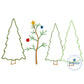 Christmas Tree Trio Applique with Stick Tree Embroidery Design Embroidered Charlie Brown Tree Three Sizes 8x8, 6x10, 8x12 Hoop