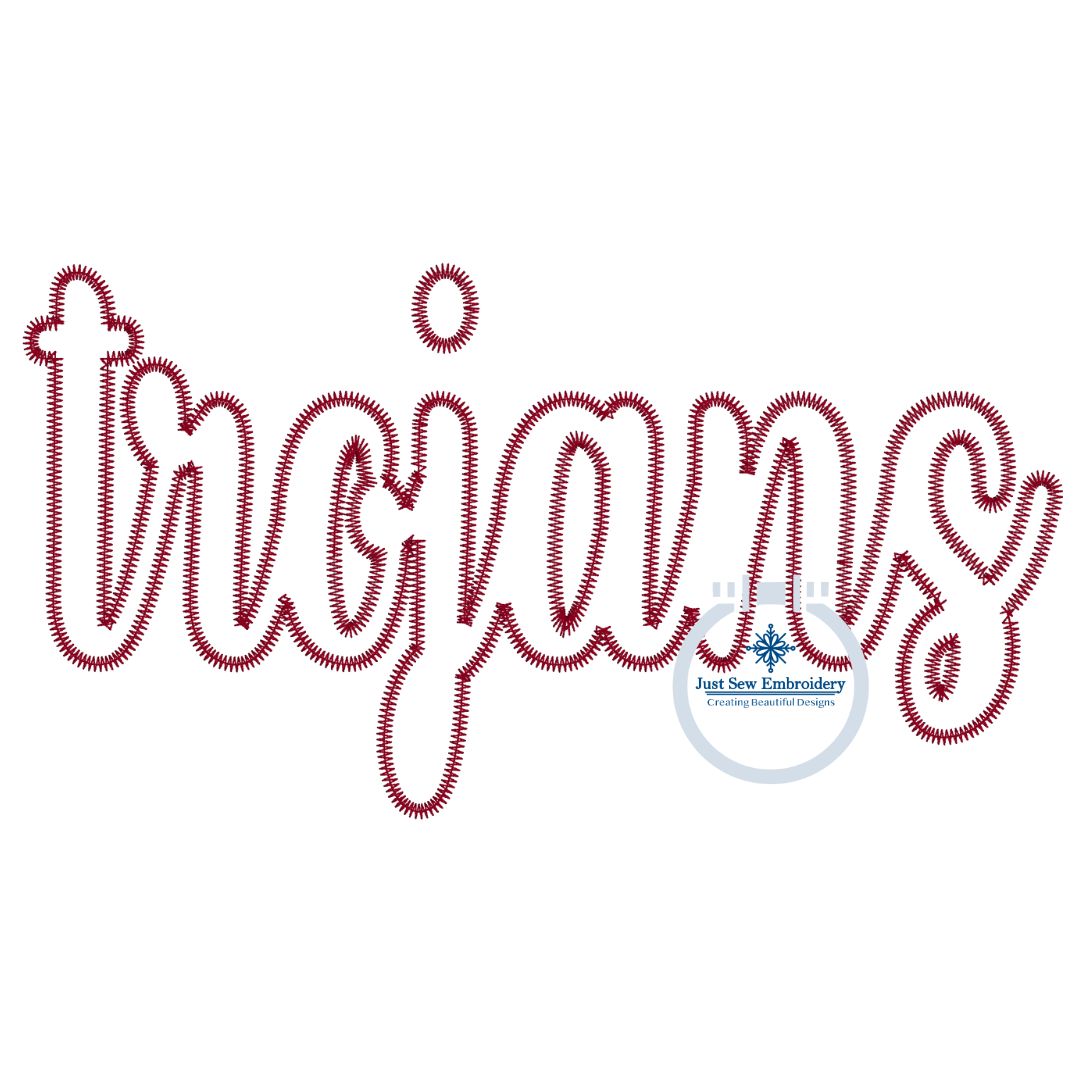 TROJANS Script Applique Embroidery Design Machine Embroidery ZigZag Edge Four Sizes 5x7, 6x10, 8x8, 8x12 Hoop