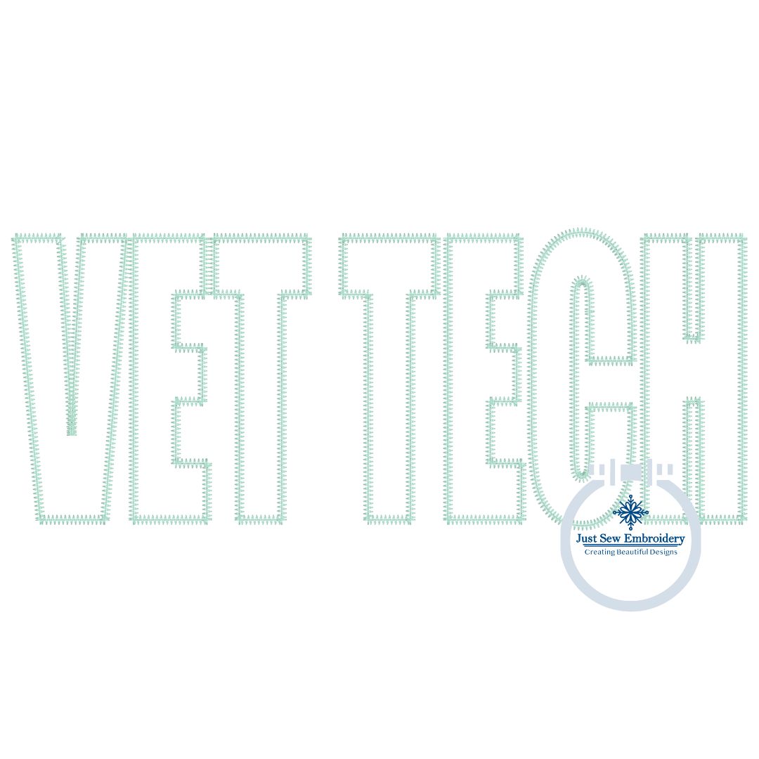 VET TECH Block Applique Embroidery Design Zigzag Stitch for 8x8, 6x10 and 7x12 Hoop