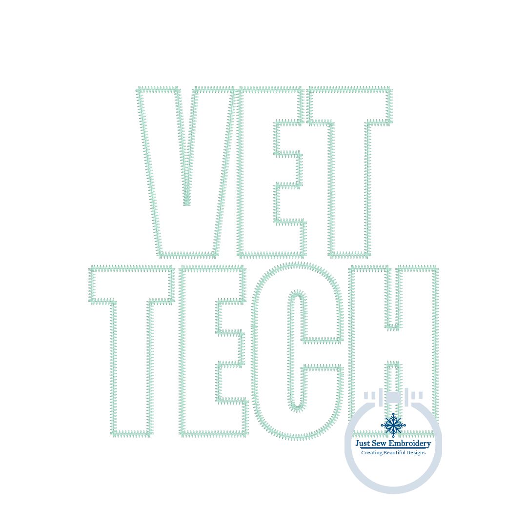 VET TECH Block Applique Embroidery Design Zigzag Stitch for 8x8, 6x10 and 7x12 Hoop