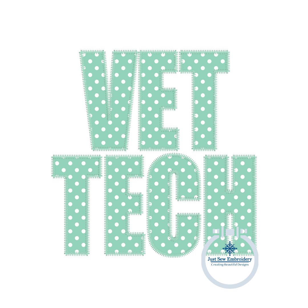 VET TECH Block Applique Embroidery Design Zigzag Stitch for 8x8, 6x10 and 7x12 Hoop