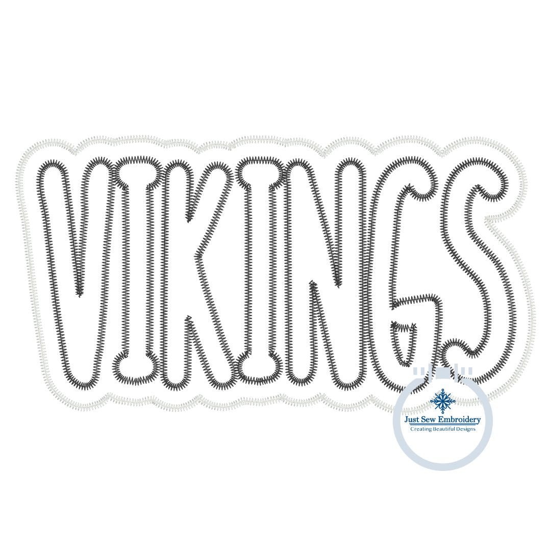 VIKINGS Two Layer Applique Embroidery Design Machine Embroidery Two Color ZigZag Edge Four Sizes 5x7, 6x10, 8x8, 8x12 Hoop