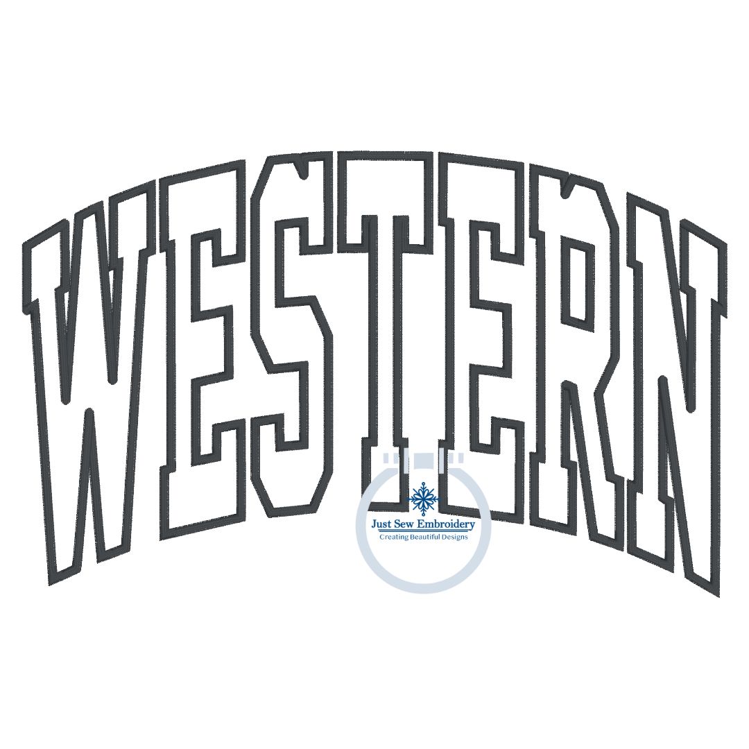 WESTERN Arched Satin Applique Embroidery Design Four Sizes 5x7, 8x8, 6x10, and 8x12 Hoop