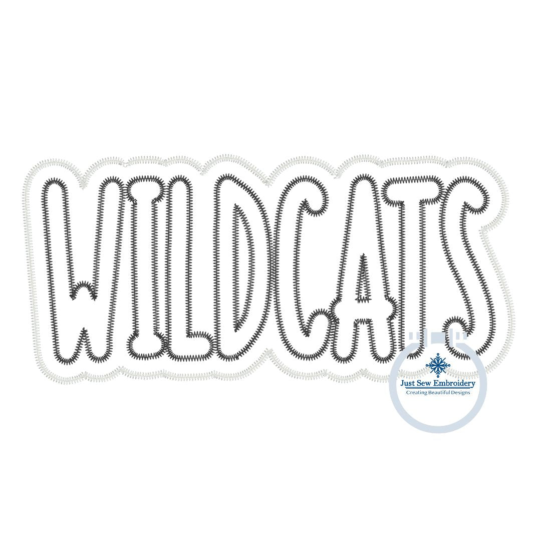 WILDCATS Two Layer Machine Embroidery ZigZag Edge Four Sizes 5x7, 8x8, 6x10, and 8x12 Hoop