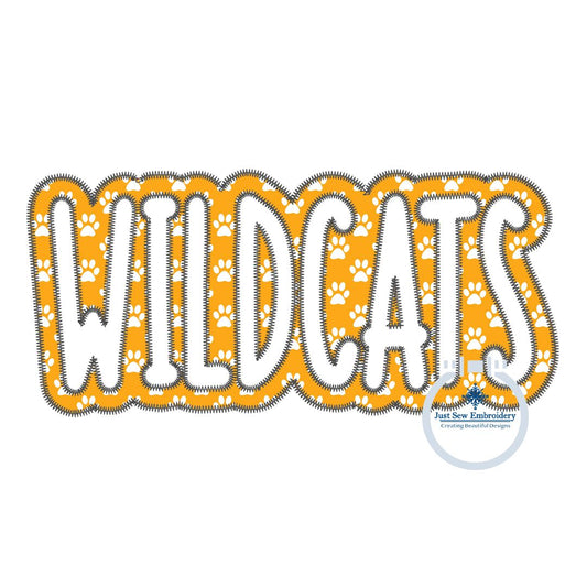 WILDCATS Two Layer Machine Embroidery ZigZag Edge Four Sizes 5x7, 8x8, 6x10, and 8x12 Hoop