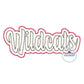 WILDCATS Applique Embroidery Script Two Layer Machine Embroidery ZigZag Edge Three Sizes 8x8, 6x10, and 8x12 Hoop