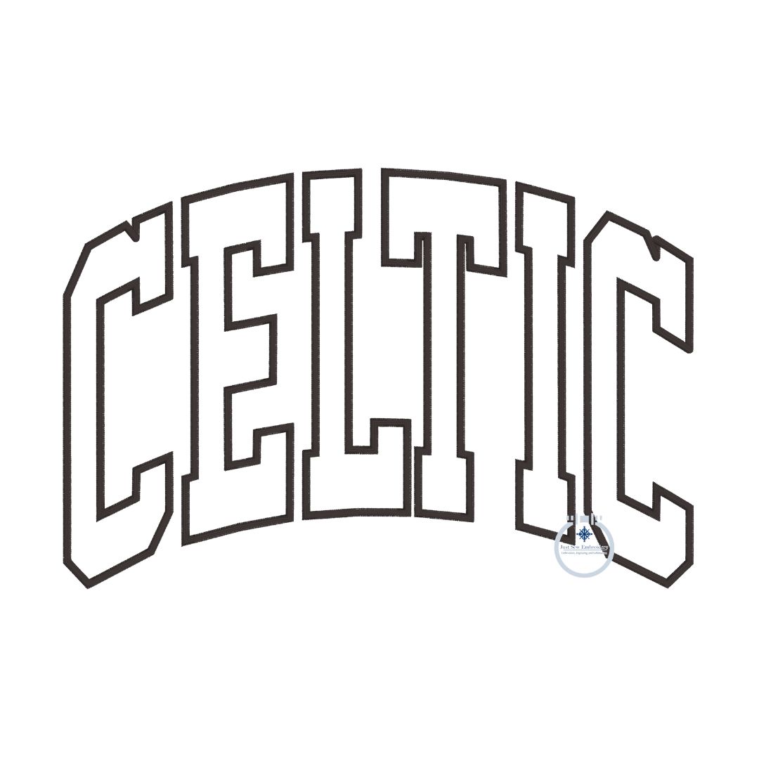 CELTIC Arched Satin Applique Embroidery Design Four Sizes 5x7, 8x8, 6x10, 8x12 Hoop