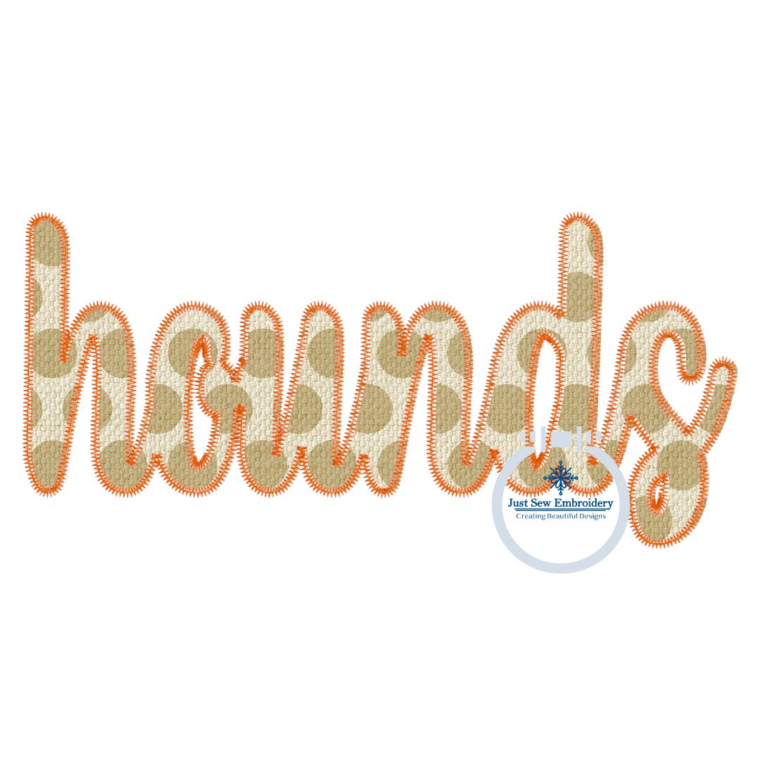 Applique Embroidery HOUNDS Script Zigzag