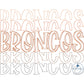 Broncos Embroidered Bean Stitch Repeat Design Five Sizes 4x4, 5x7, 8x8, 6x10, and 8x12 Hoop