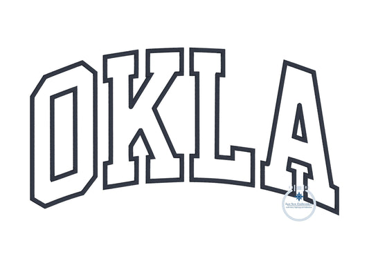 OKLA Arched Satin Applique Embroidery Design Four Sizes 5x7, 8x8, 6x10, 8x12 Hoop Oklahoma OK