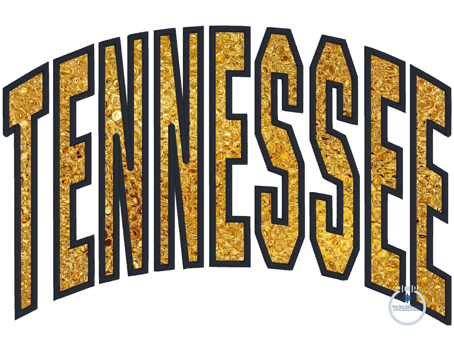 Tennessee Arched Applique Embroidery Satin Stitch Four Sizes 5x7, 8x8, 6x10, and 8x12 Hoop