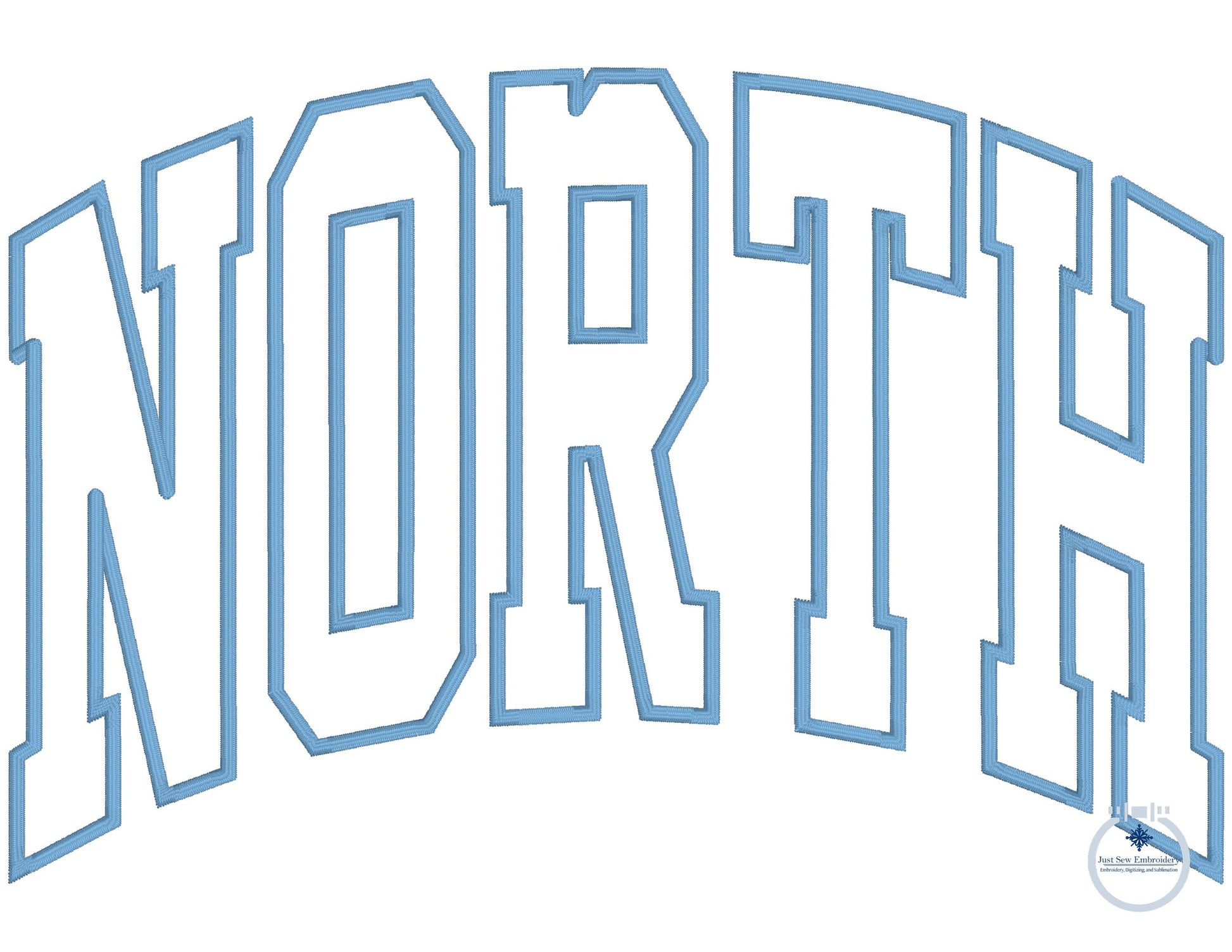 NORTH Arched Satin Applique Embroidery Design